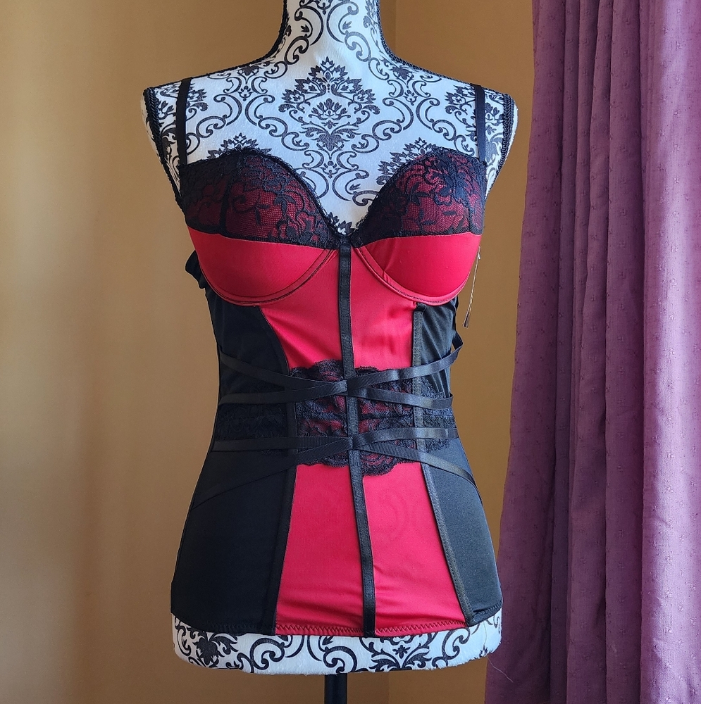 Spirit Halloween Red and Black Lace Corset